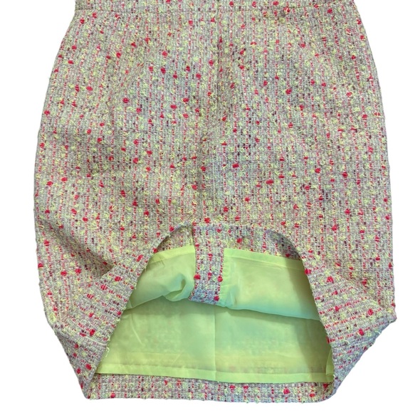 J.Crew No. 2 Pencil Skirt in Neon Yellow and Pink Tweed - Picture 5 of 7
